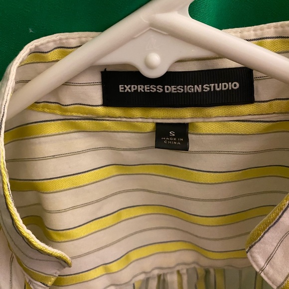 EXPRESS White & Yellow Striped Wrap-Around Blouse 2011 - Picture 2 of 3